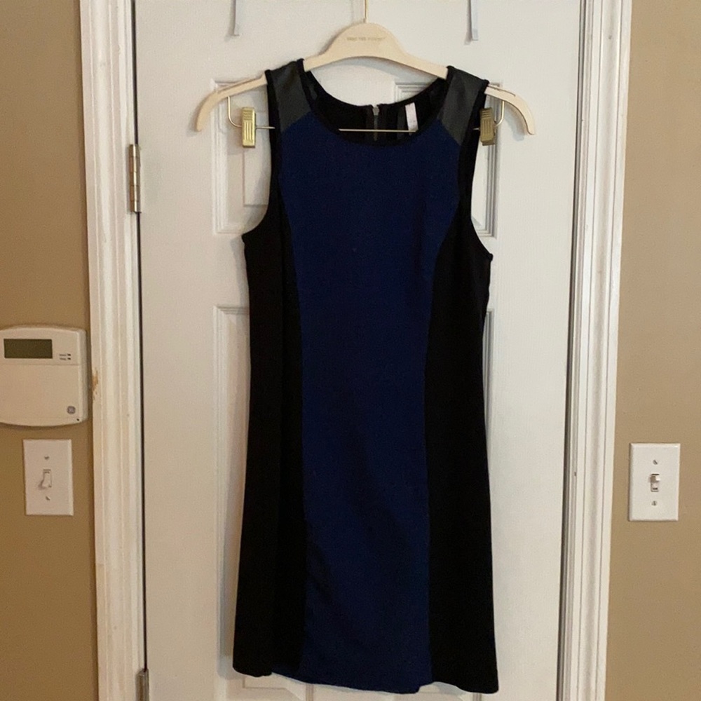 Kensie Tweed, Knit and Vegan Leather Shift Dress